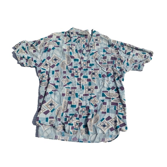 Vintage Van Heusen 417โ Men's Geometric Shirt Size XL Button Up Short Sleeve - Picture 2 of 12